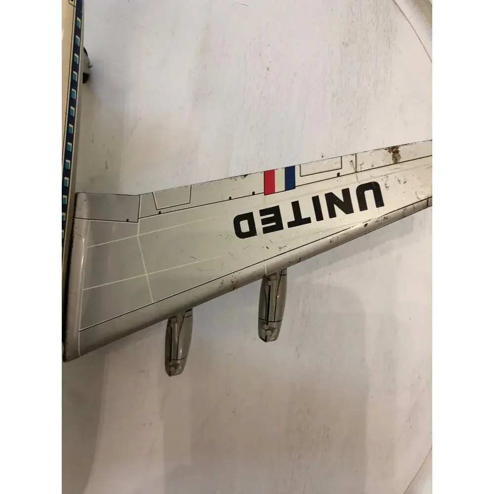 Vintage Japan Tin United Airlines Airplane Tin Toy United N80001 DC 8